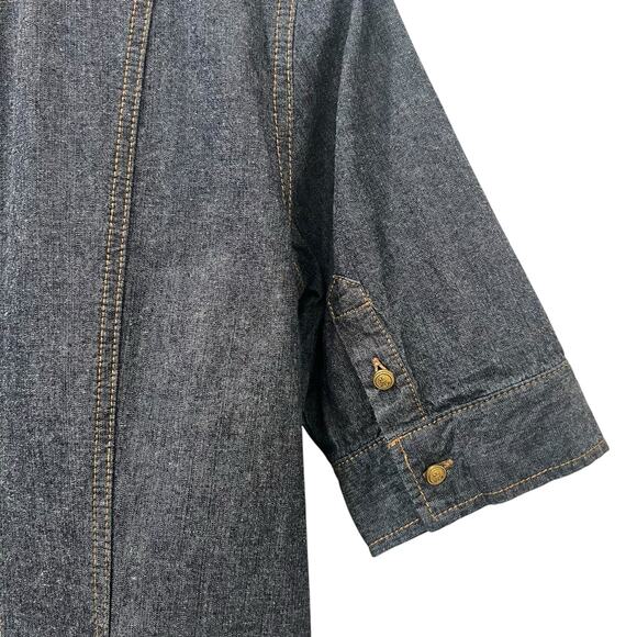 Ralph Lauren LRL Lauren Jeans Blue Denim Dress Military Size 8 Midi Short Sleeve - Picture 9 of 12